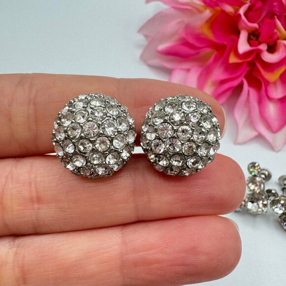 Vintage 3 Pair Rhinestone Clip On Earrings Old Hollywood Glam 50s 60s Bombshell - Picture 4 of 10